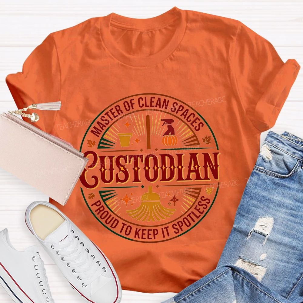 Master Of Clean Spaces Custodian Proud To Keep It Spotless T-shirt
