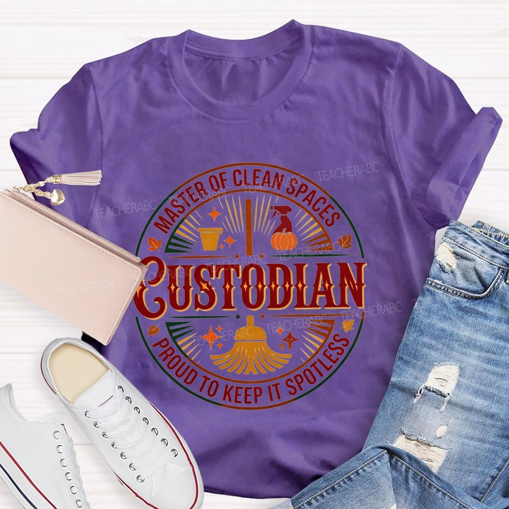 Master Of Clean Spaces Custodian Proud To Keep It Spotless T-shirt
