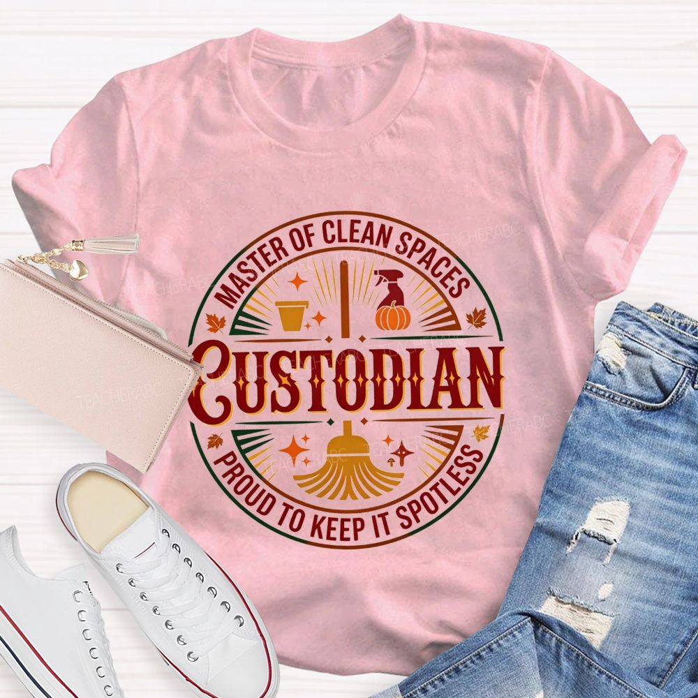 Master Of Clean Spaces Custodian Proud To Keep It Spotless T-shirt