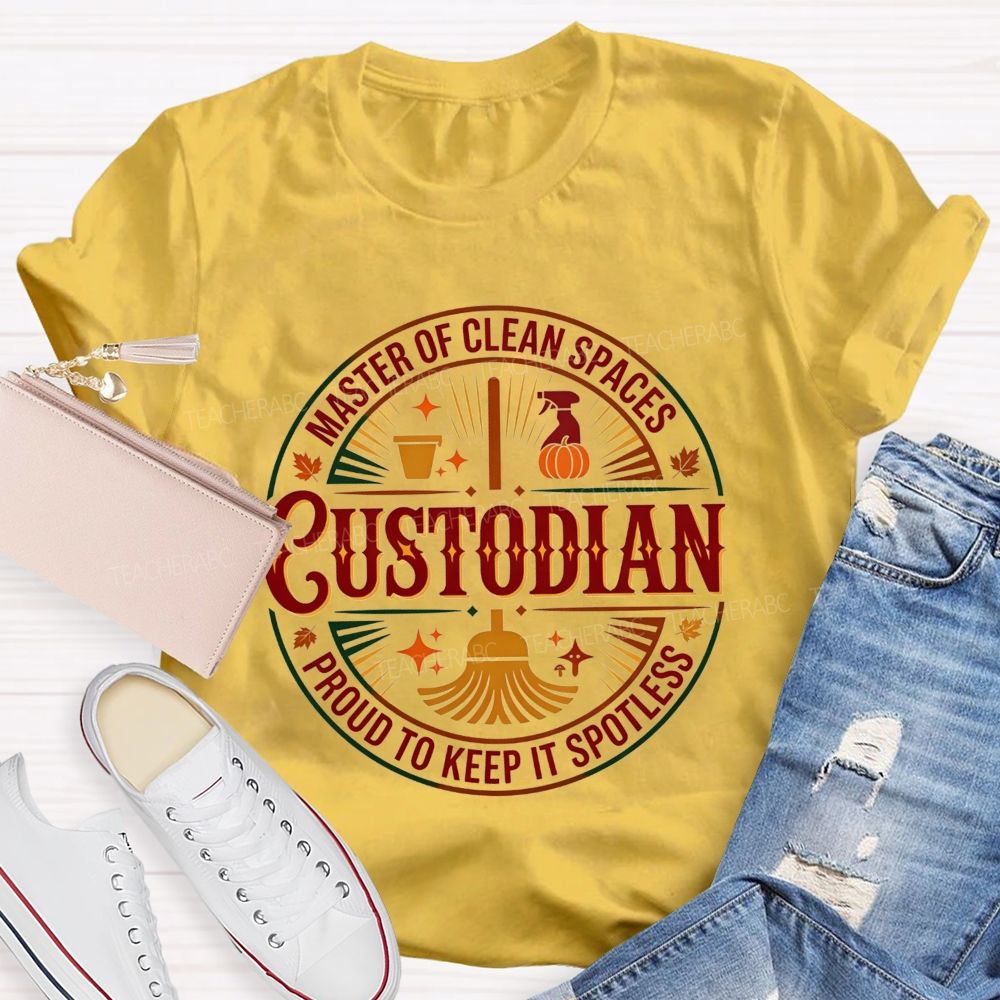 Master Of Clean Spaces Custodian Proud To Keep It Spotless T-shirt