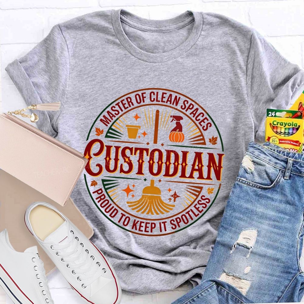 Master Of Clean Spaces Custodian Proud To Keep It Spotless T-shirt