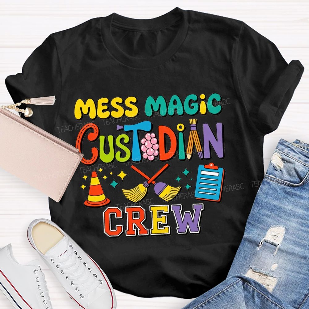 Mess Magic Custodian Crew Colorful Cartoon Sublimation T-shirt