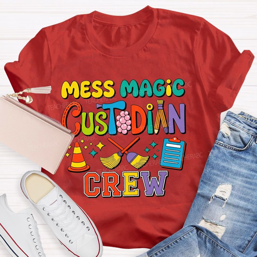 Mess Magic Custodian Crew Colorful Cartoon Sublimation T-shirt