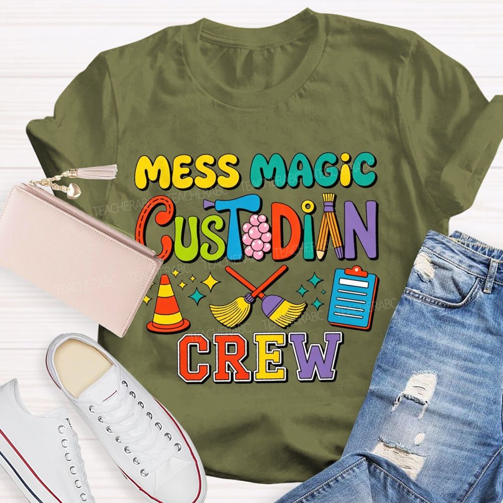Mess Magic Custodian Crew Colorful Cartoon Sublimation T-shirt