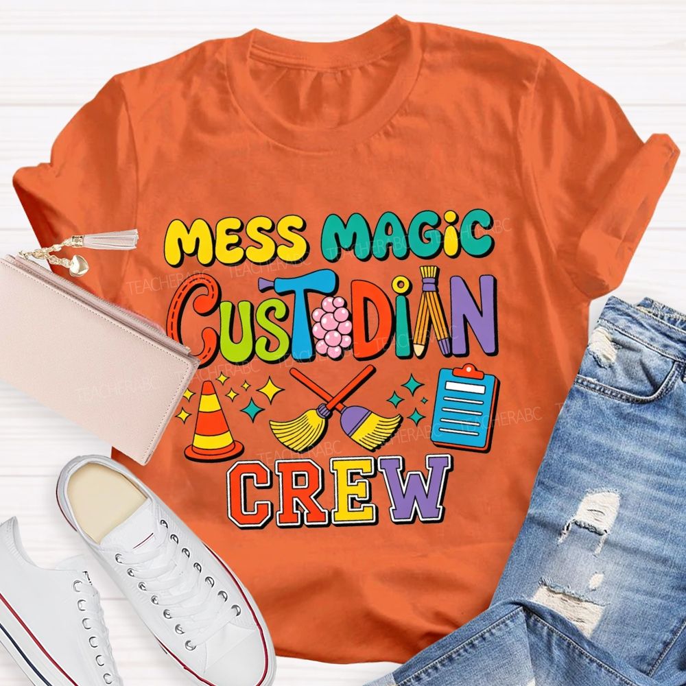 Mess Magic Custodian Crew Colorful Cartoon Sublimation T-shirt