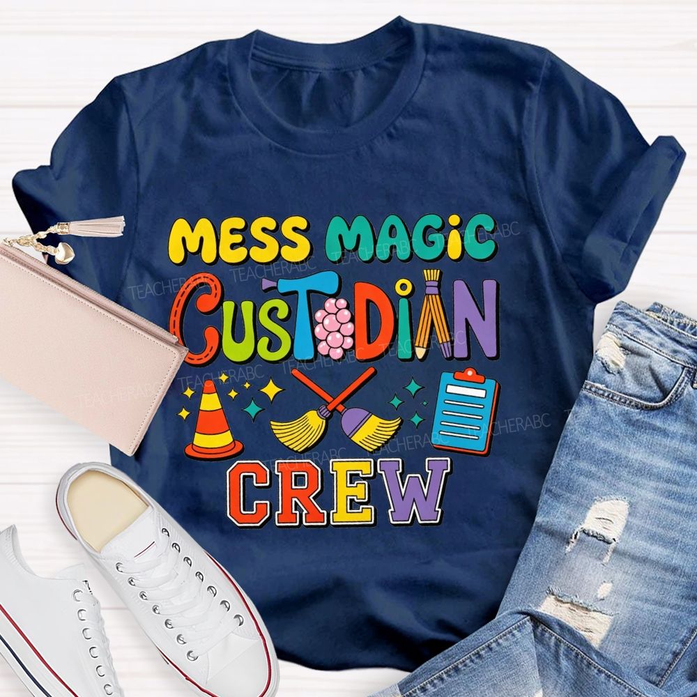 Mess Magic Custodian Crew Colorful Cartoon Sublimation T-shirt