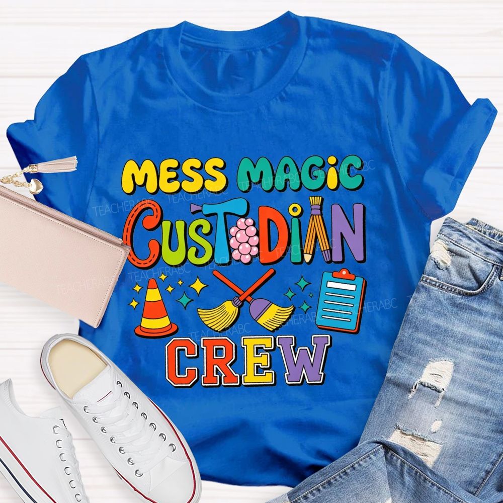 Mess Magic Custodian Crew Colorful Cartoon Sublimation T-shirt