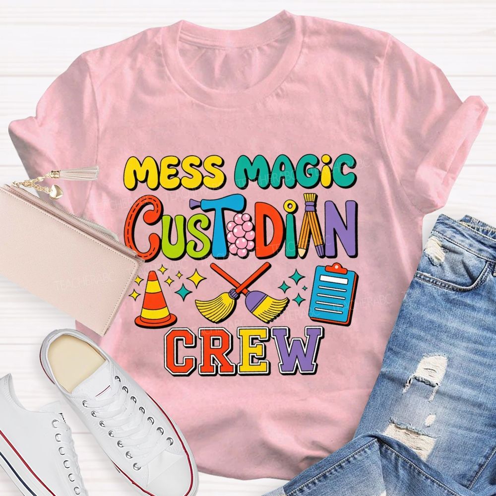 Mess Magic Custodian Crew Colorful Cartoon Sublimation T-shirt