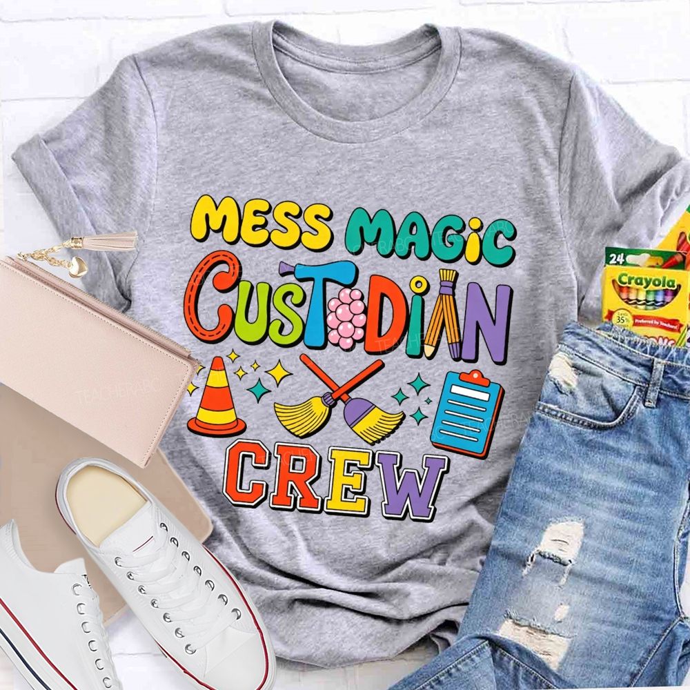 Mess Magic Custodian Crew Colorful Cartoon Sublimation T-shirt