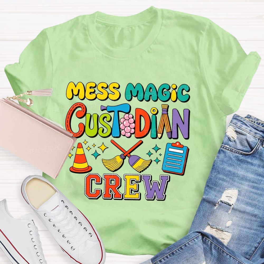 Mess Magic Custodian Crew Colorful Cartoon Sublimation T-shirt