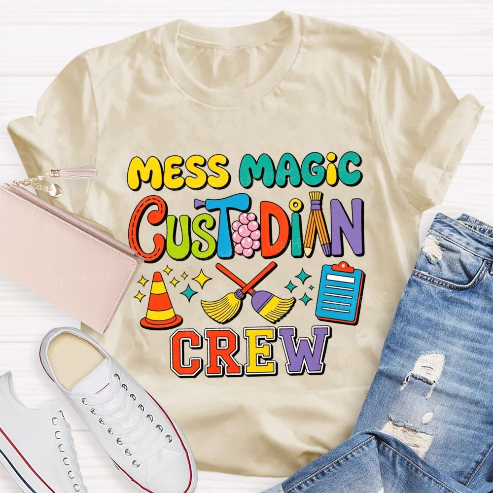 Mess Magic Custodian Crew Colorful Cartoon Sublimation T-shirt