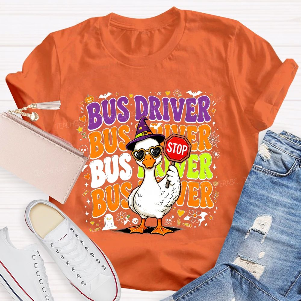 Halloween Bus Driver Life Cool Goose With Stop T-shirt