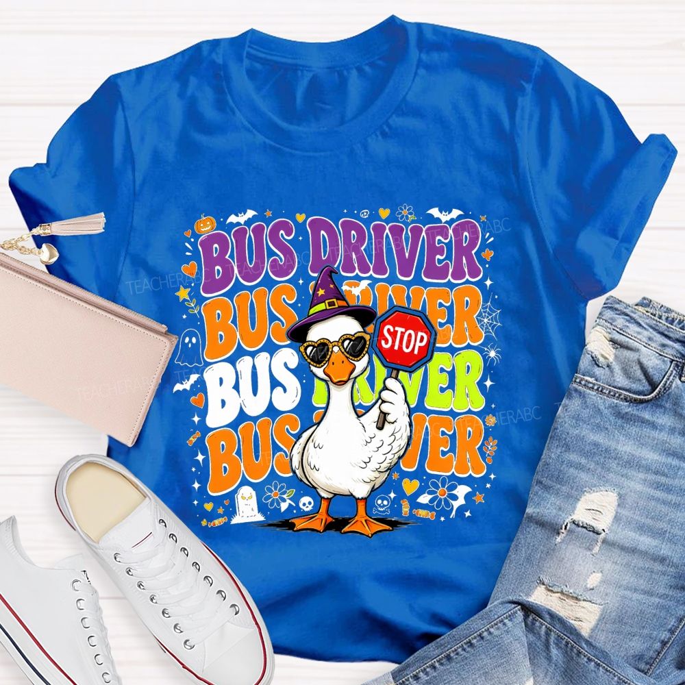Halloween Bus Driver Life Cool Goose With Stop T-shirt