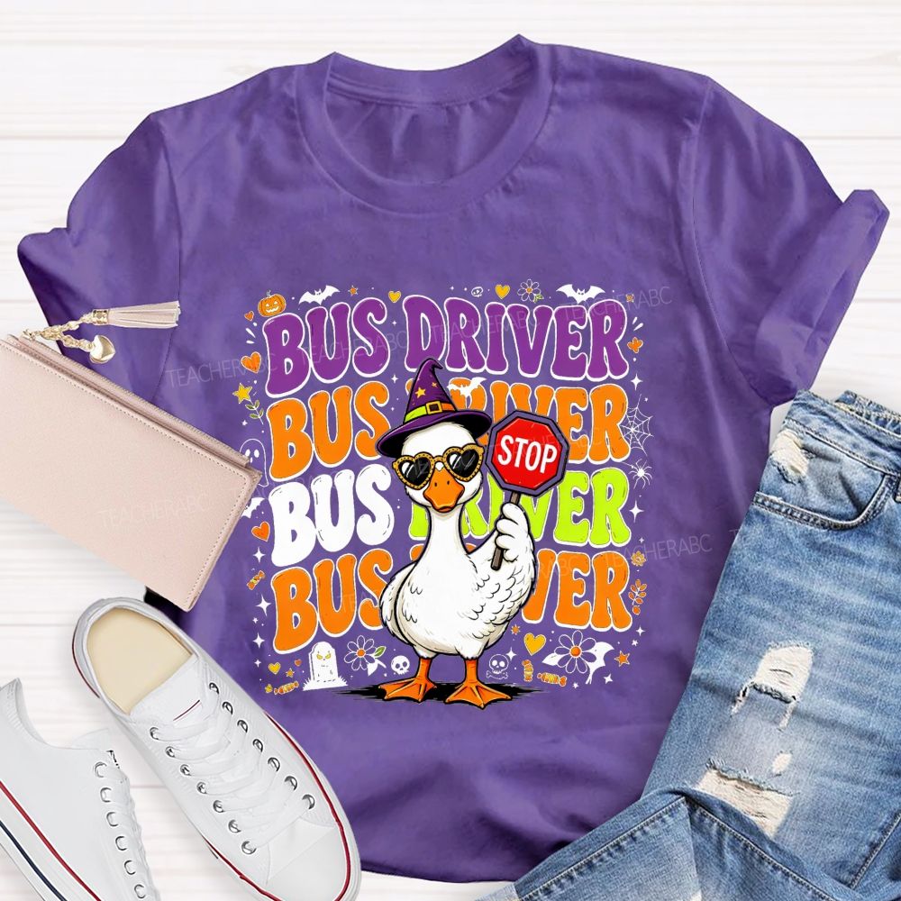 Halloween Bus Driver Life Cool Goose With Stop T-shirt