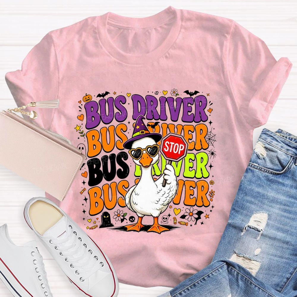 Halloween Bus Driver Life Cool Goose With Stop T-shirt