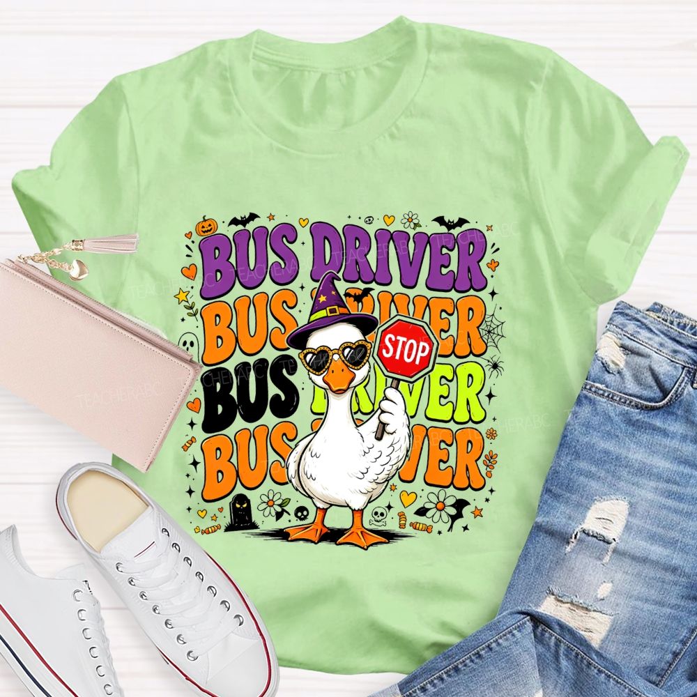 Halloween Bus Driver Life Cool Goose With Stop T-shirt