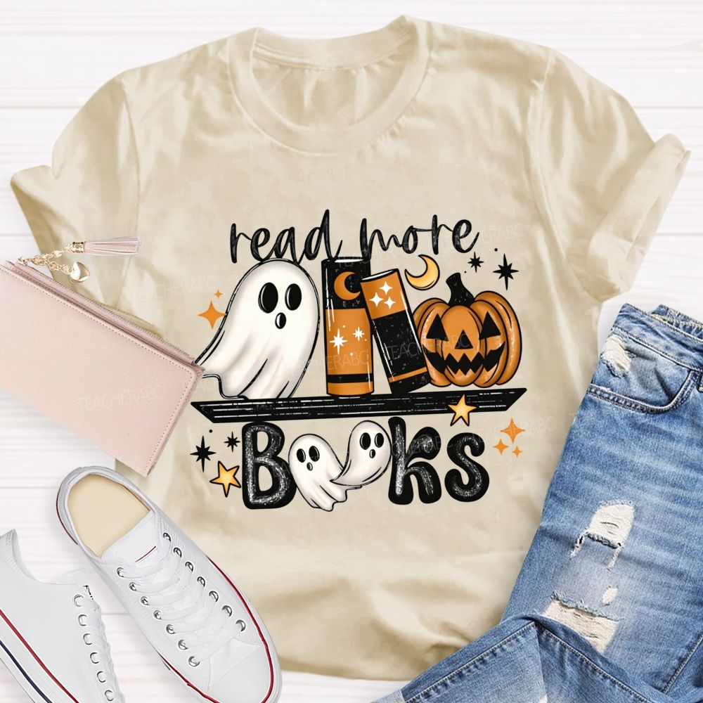 Read More Books Halloween Ghost Book Lover Teacher T-shirt