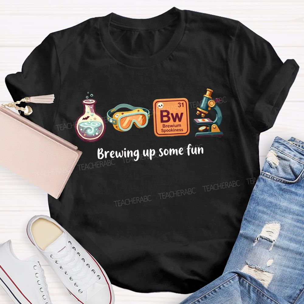 Brewing Up Some Fun Science Teacher Spooky Lab Equipment Teacher T-shirt