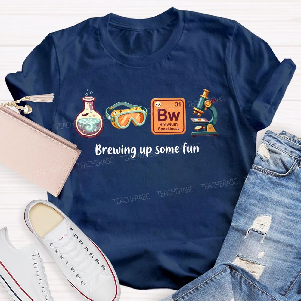 Brewing Up Some Fun Science Teacher Spooky Lab Equipment Teacher T-shirt