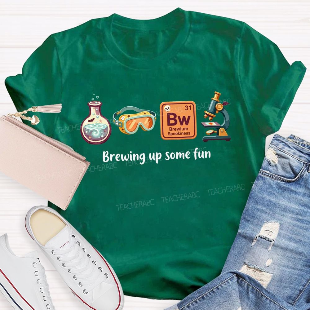 Brewing Up Some Fun Science Teacher Spooky Lab Equipment Teacher T-shirt