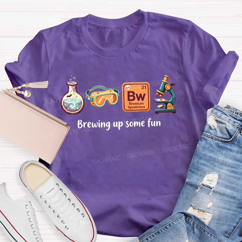 Brewing Up Some Fun Science Teacher Spooky Lab Equipment Teacher T-shirt