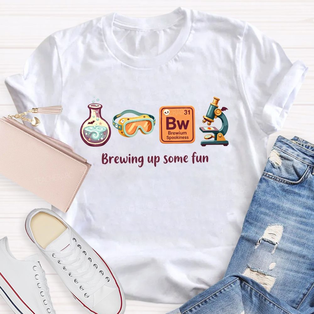 Brewing Up Some Fun Science Teacher Spooky Lab Equipment Teacher T-shirt