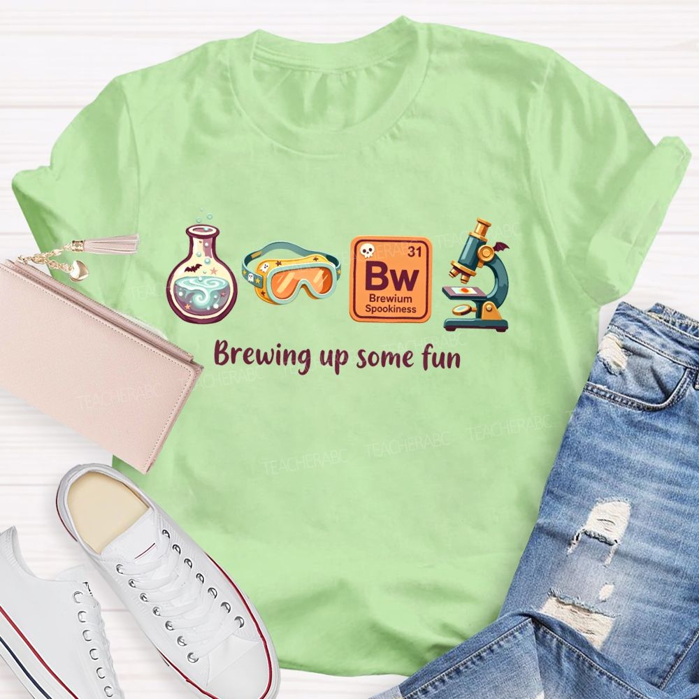 Brewing Up Some Fun Science Teacher Spooky Lab Equipment Teacher T-shirt