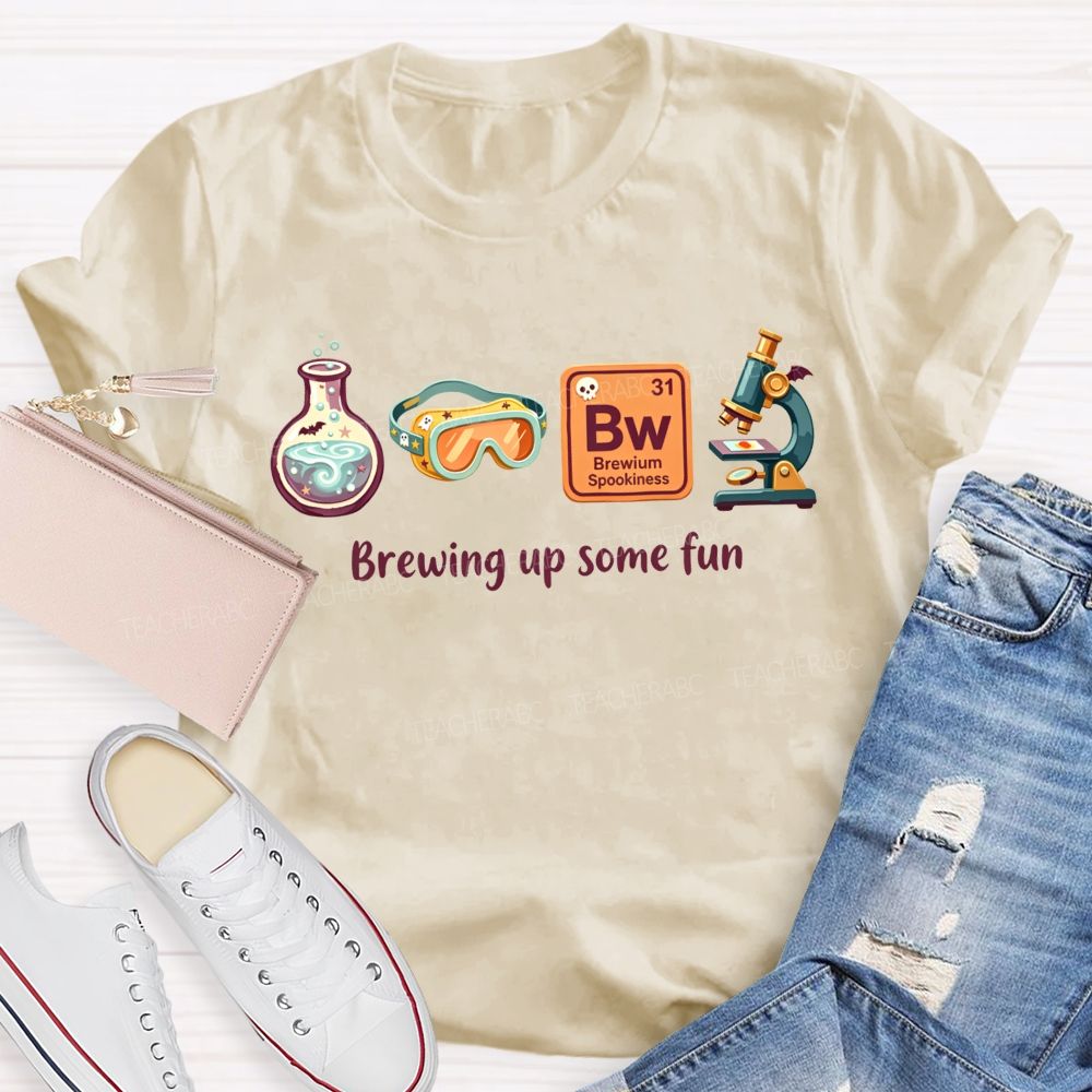 Brewing Up Some Fun Science Teacher Spooky Lab Equipment Teacher T-shirt