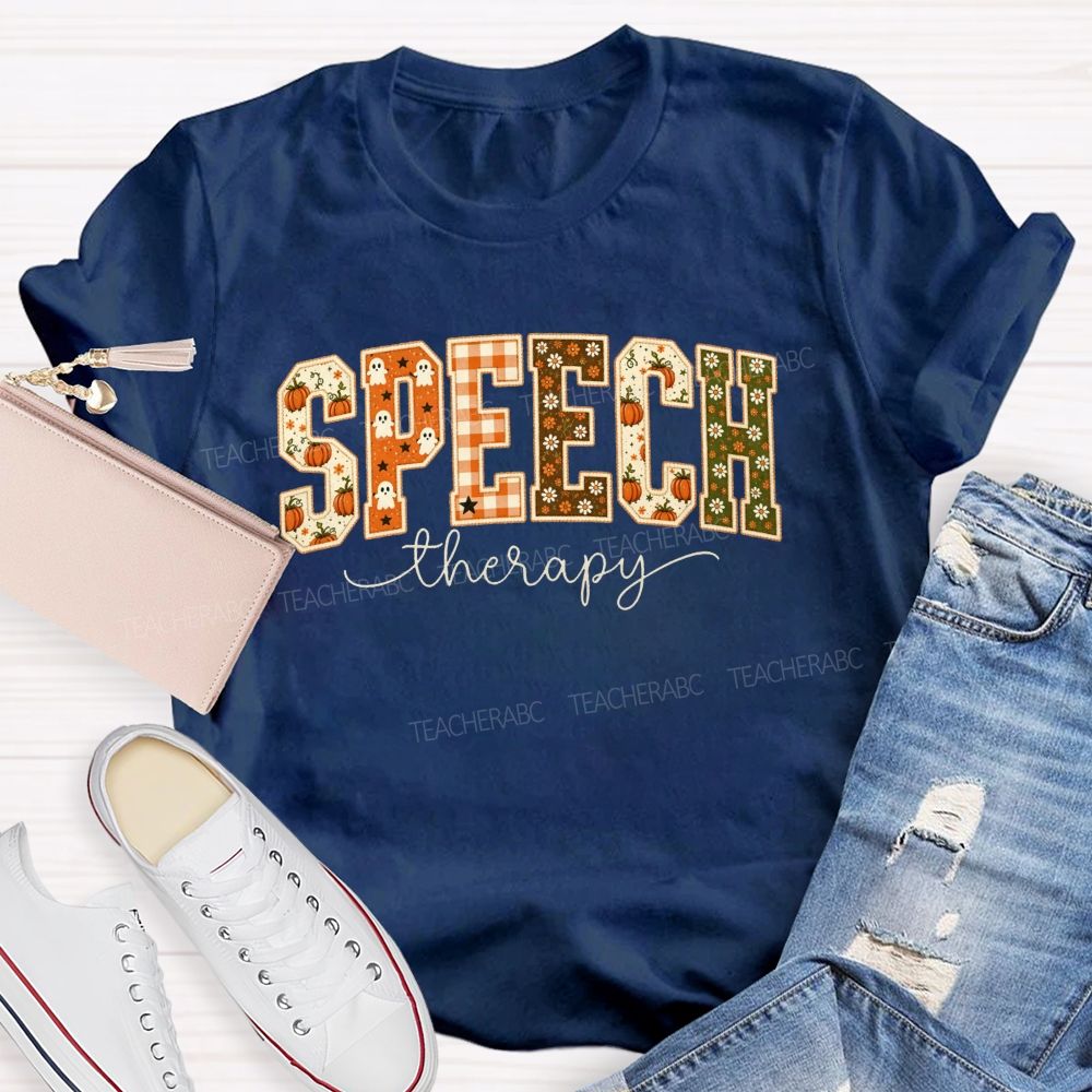 Speech Therapy Growing Voices This Spooky Fall Teacher T-shirt