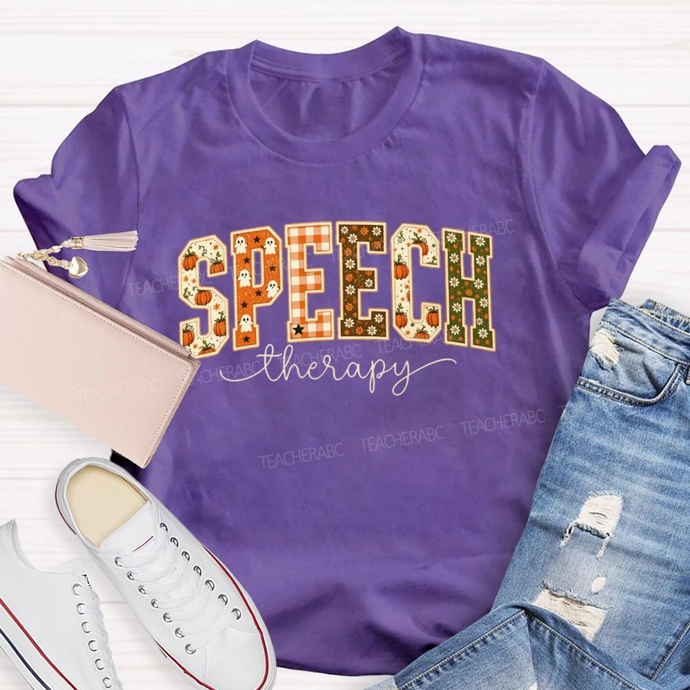 Speech Therapy Growing Voices This Spooky Fall Teacher T-shirt