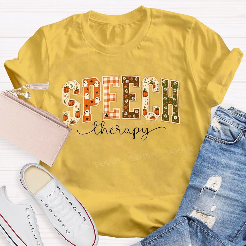 Speech Therapy Growing Voices This Spooky Fall Teacher T-shirt