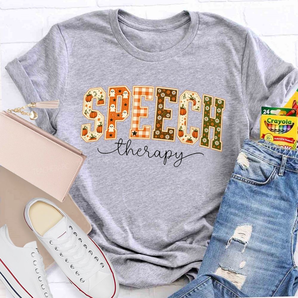 Speech Therapy Growing Voices This Spooky Fall Teacher T-shirt