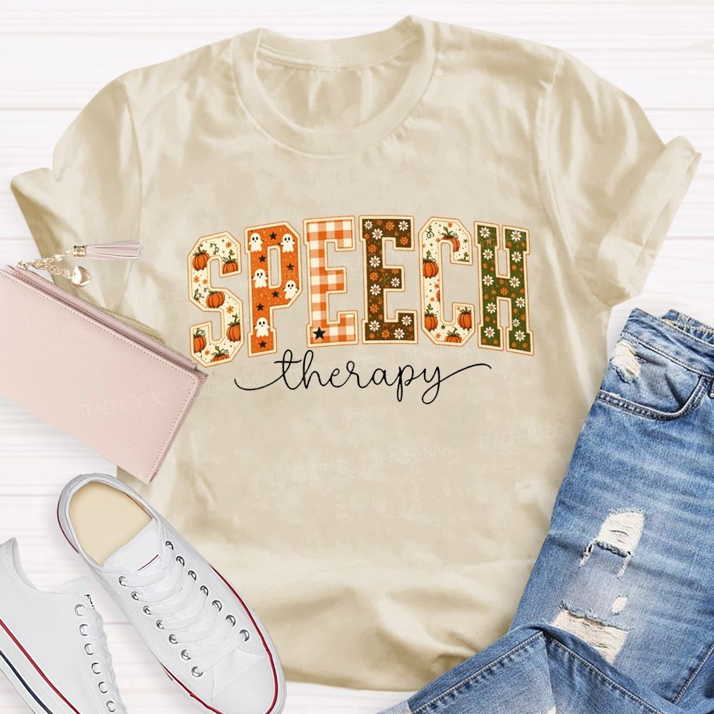 Speech Therapy Growing Voices This Spooky Fall Teacher T-shirt