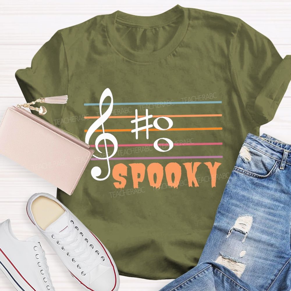 Boo Spooky Music Spooky Tunes And Halloween Notes Teacher T-shirt