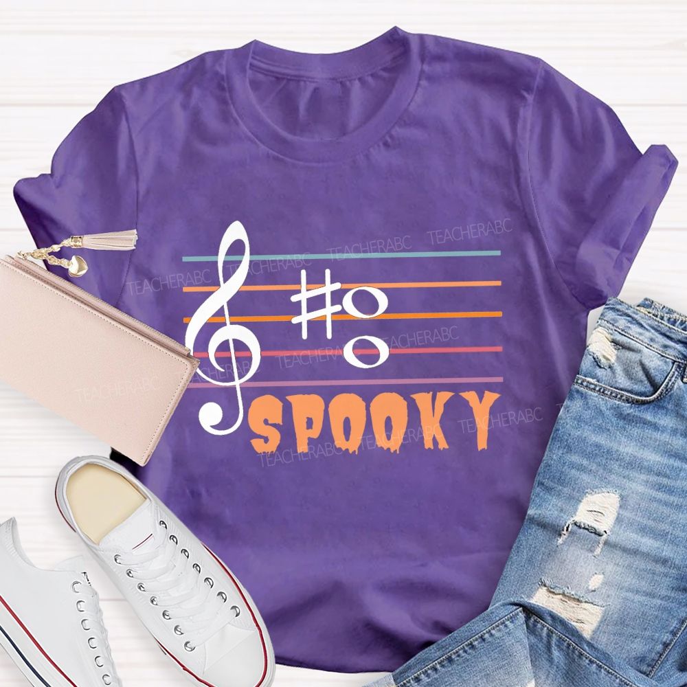 Boo Spooky Music Spooky Tunes And Halloween Notes Teacher T-shirt