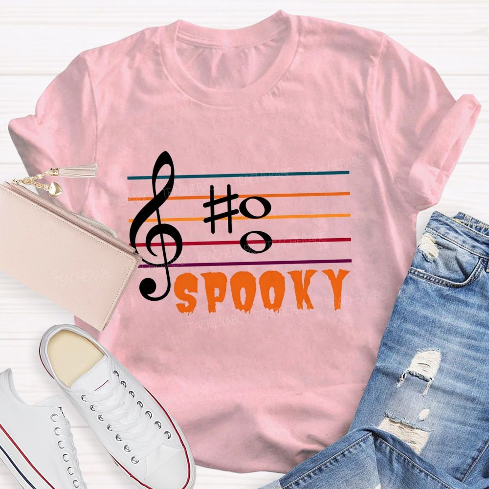 Boo Spooky Music Spooky Tunes And Halloween Notes Teacher T-shirt