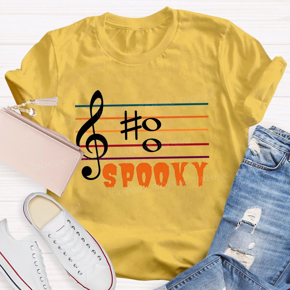 Boo Spooky Music Spooky Tunes And Halloween Notes Teacher T-shirt