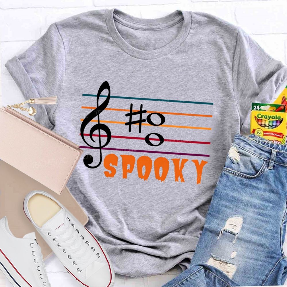 Boo Spooky Music Spooky Tunes And Halloween Notes Teacher T-shirt