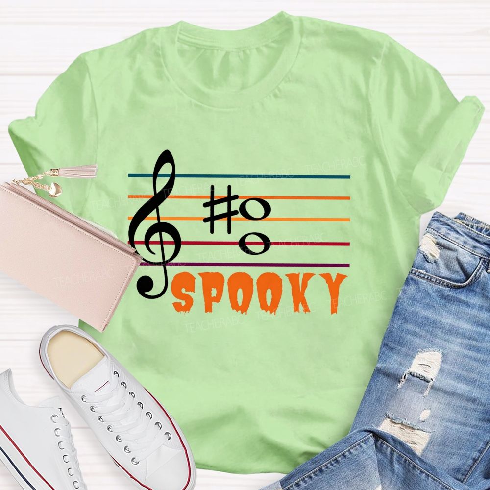 Boo Spooky Music Spooky Tunes And Halloween Notes Teacher T-shirt