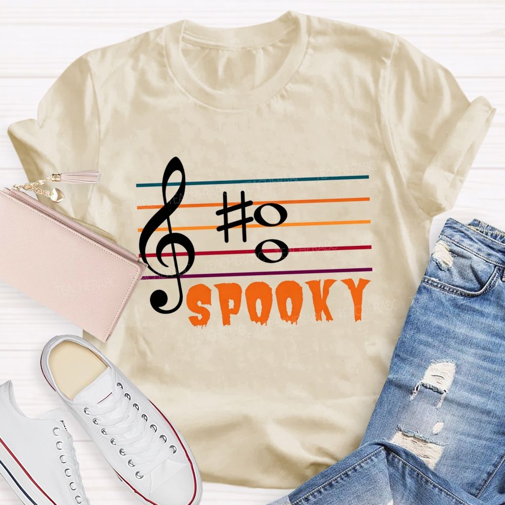 Boo Spooky Music Spooky Tunes And Halloween Notes Teacher T-shirt