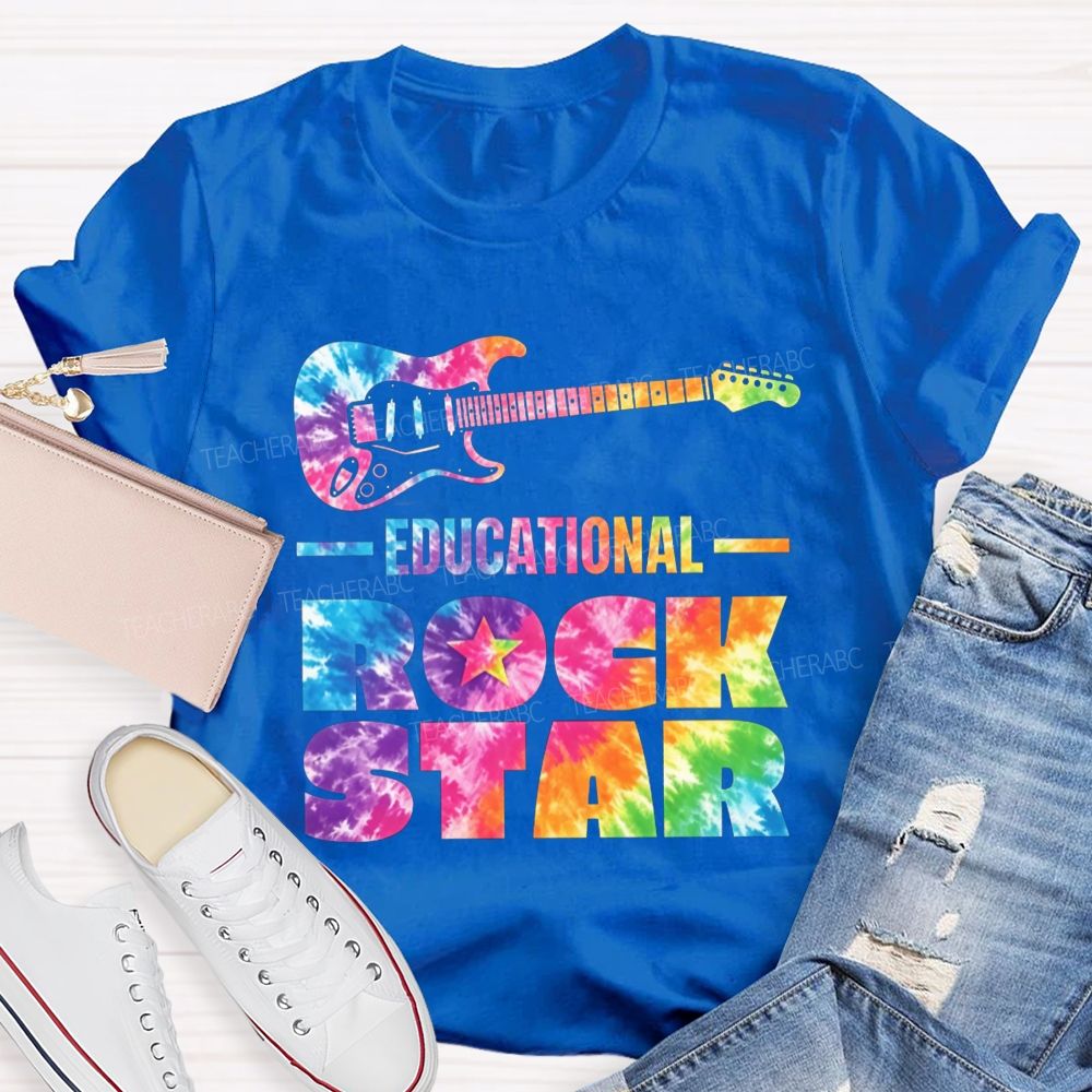 Educational Rock Star Tie Dye Guitar Music Teacher T-shirt