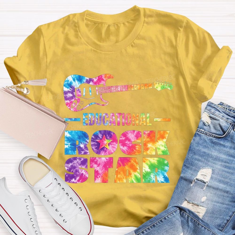 Educational Rock Star Tie Dye Guitar Music Teacher T-shirt
