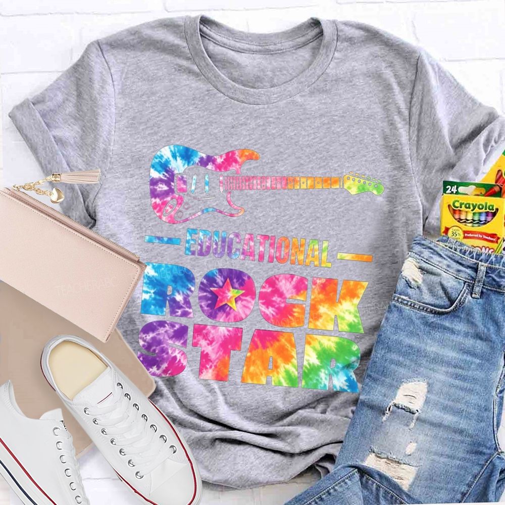 Educational Rock Star Tie Dye Guitar Music Teacher T-shirt