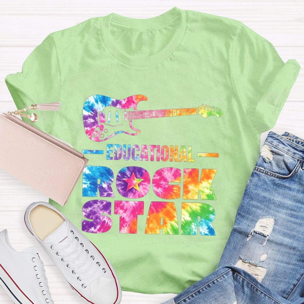 Educational Rock Star Tie Dye Guitar Music Teacher T-shirt