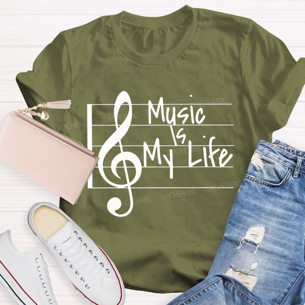 Treble Clef Vibes Music Is My Life Teacher T-shirt