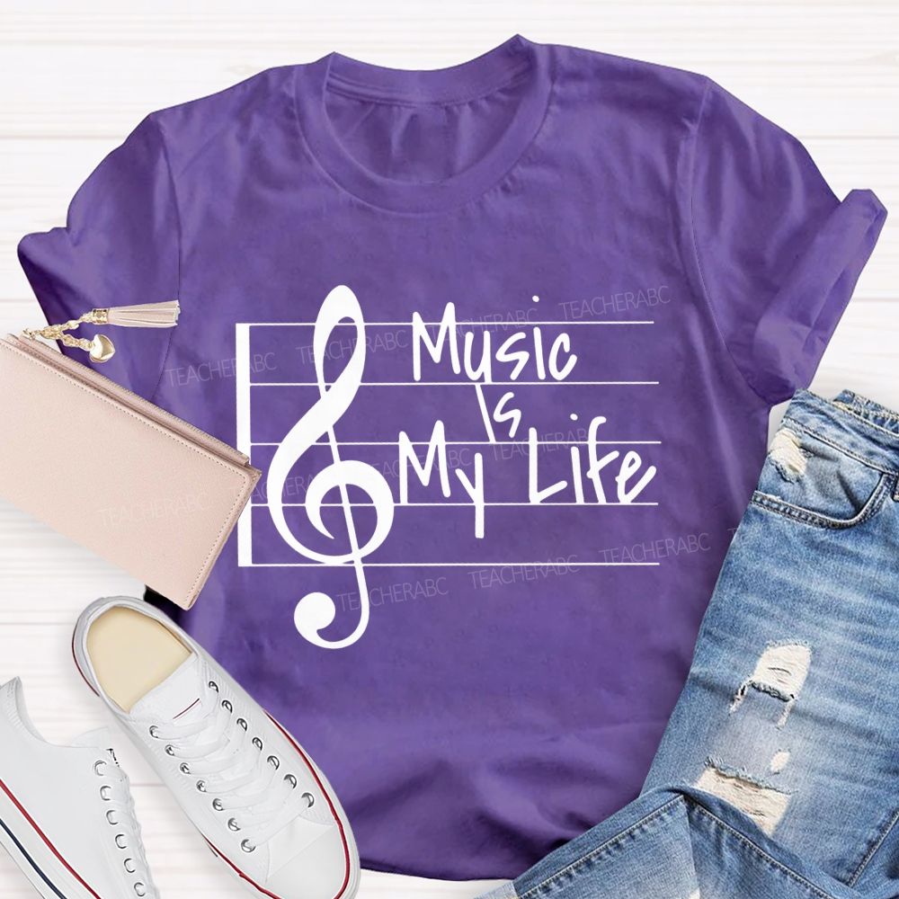 Treble Clef Vibes Music Is My Life Teacher T-shirt
