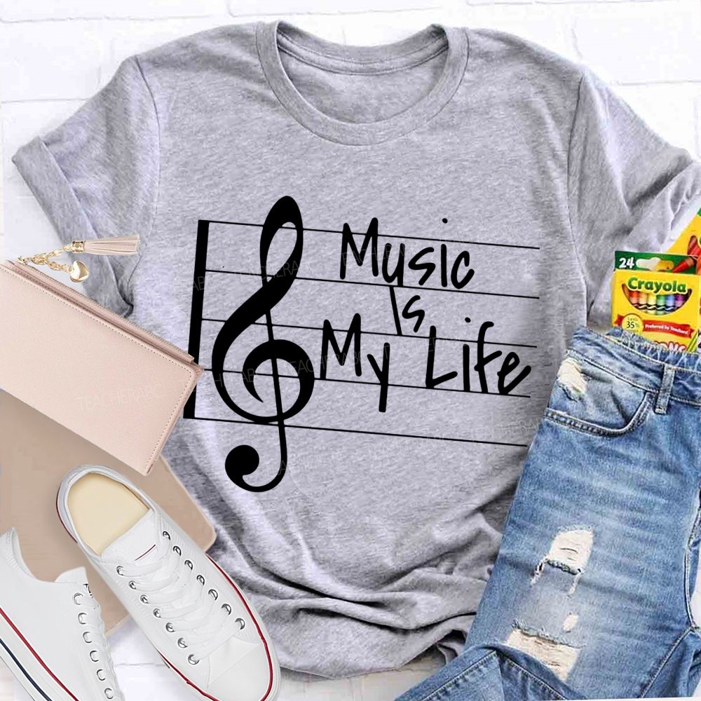 Treble Clef Vibes Music Is My Life Teacher T-shirt