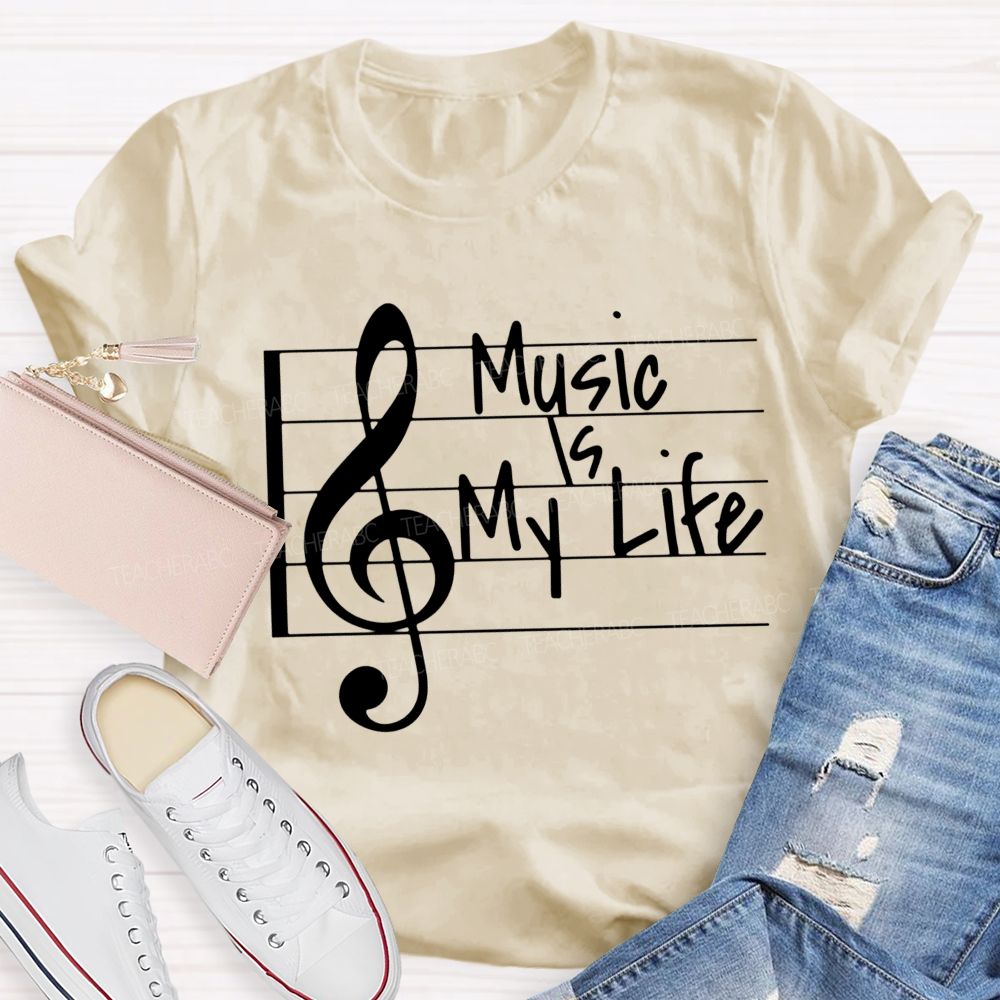 Treble Clef Vibes Music Is My Life Teacher T-shirt
