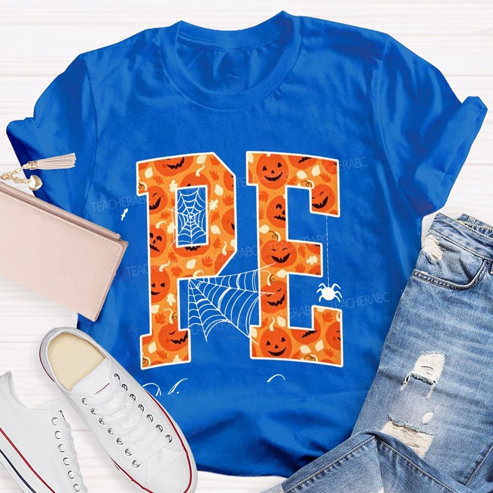 Fall Halloween Pe Teacher Pumpkin Teacher T-shirt