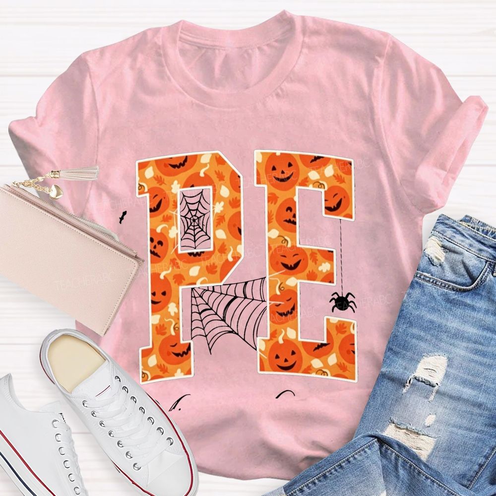 Fall Halloween Pe Teacher Pumpkin Teacher T-shirt